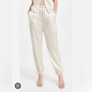 Vintage 100% Silk Paris Sport Club Elegant Cream Women's Pants